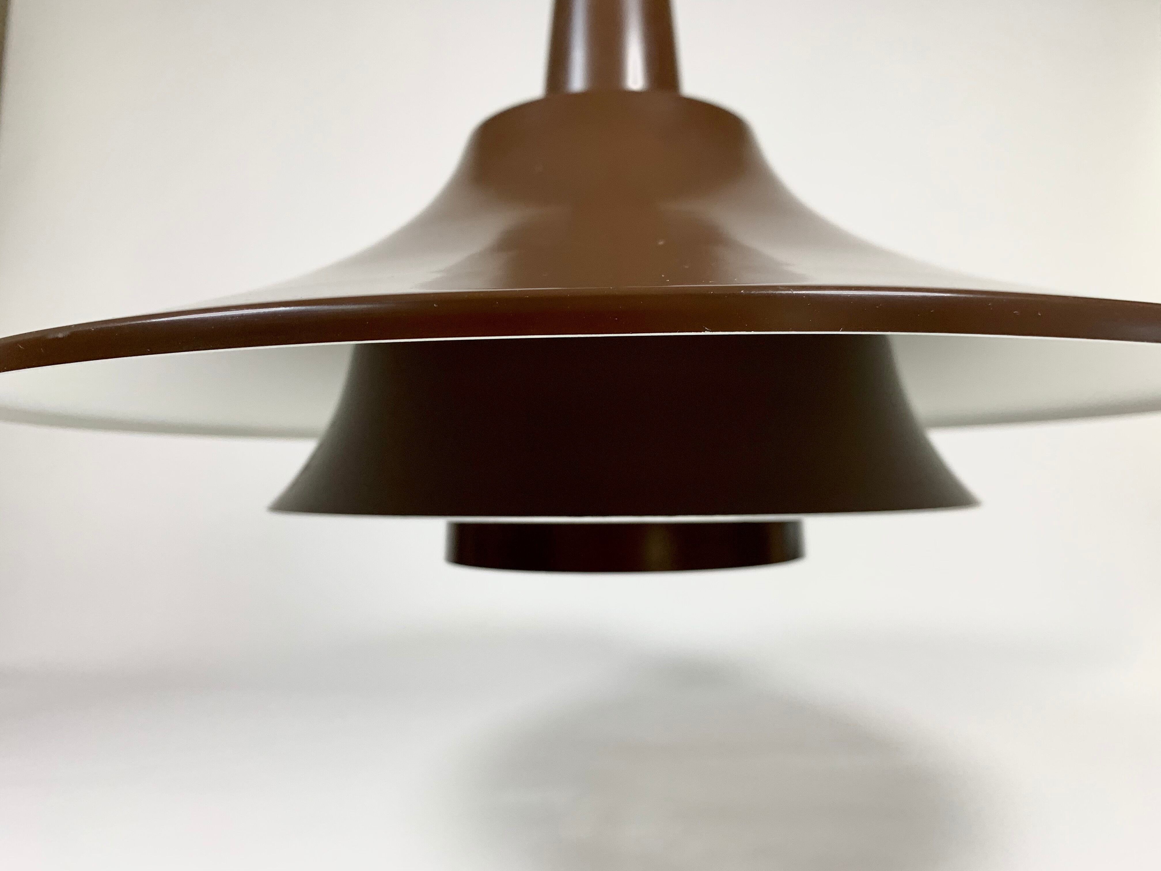 Suspension in chocolate lacquered aluminium produced in Denmark, Scandinavian design 1970-1980