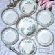Mismatched antique flat plates made of ironstone accompanied by