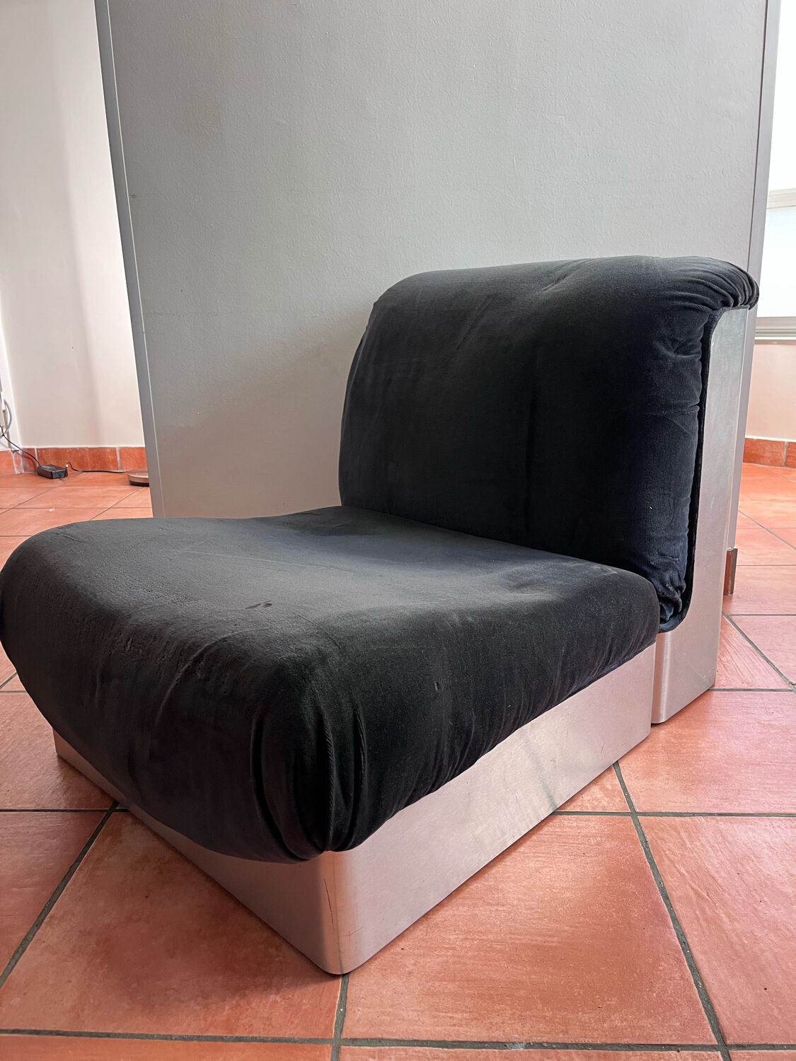 Brushed steel armchair 1970