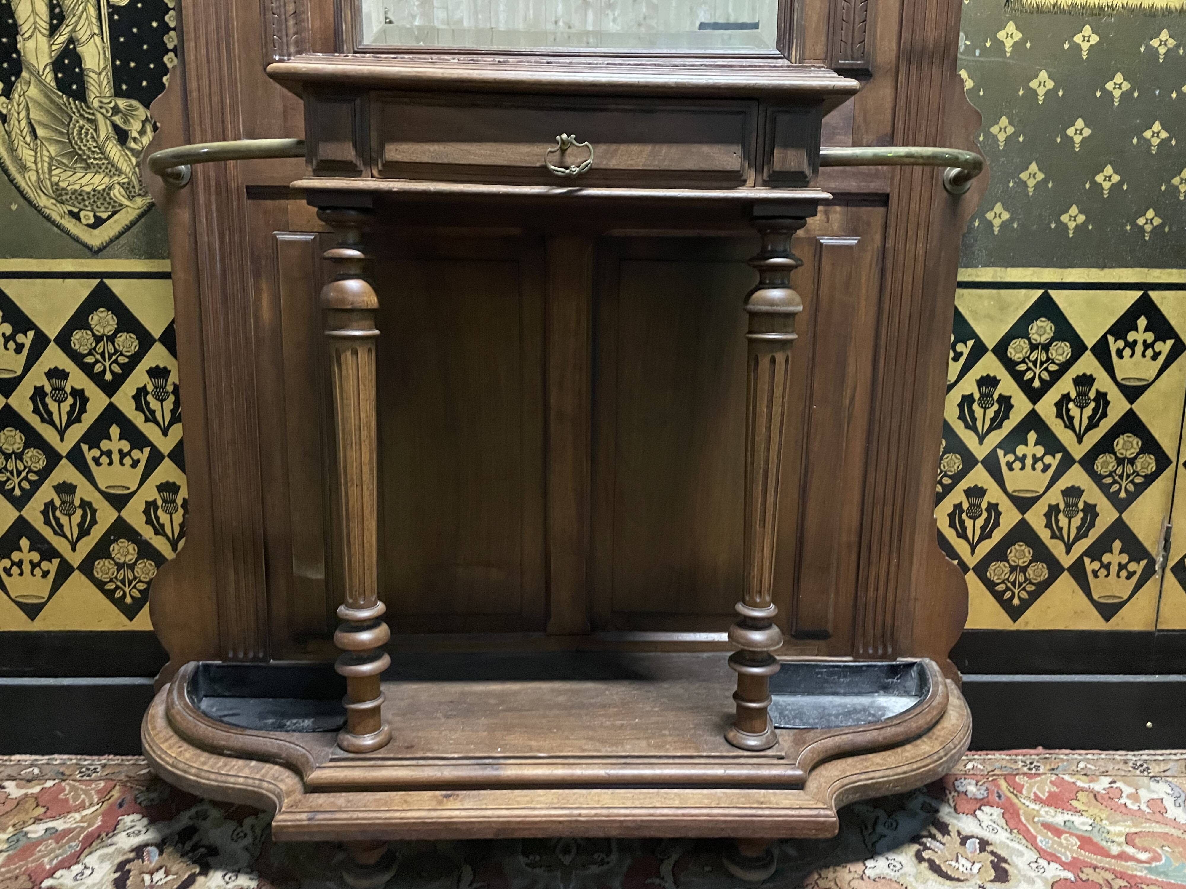 Napoleon III Walnut Coat Rack / Cloakroom