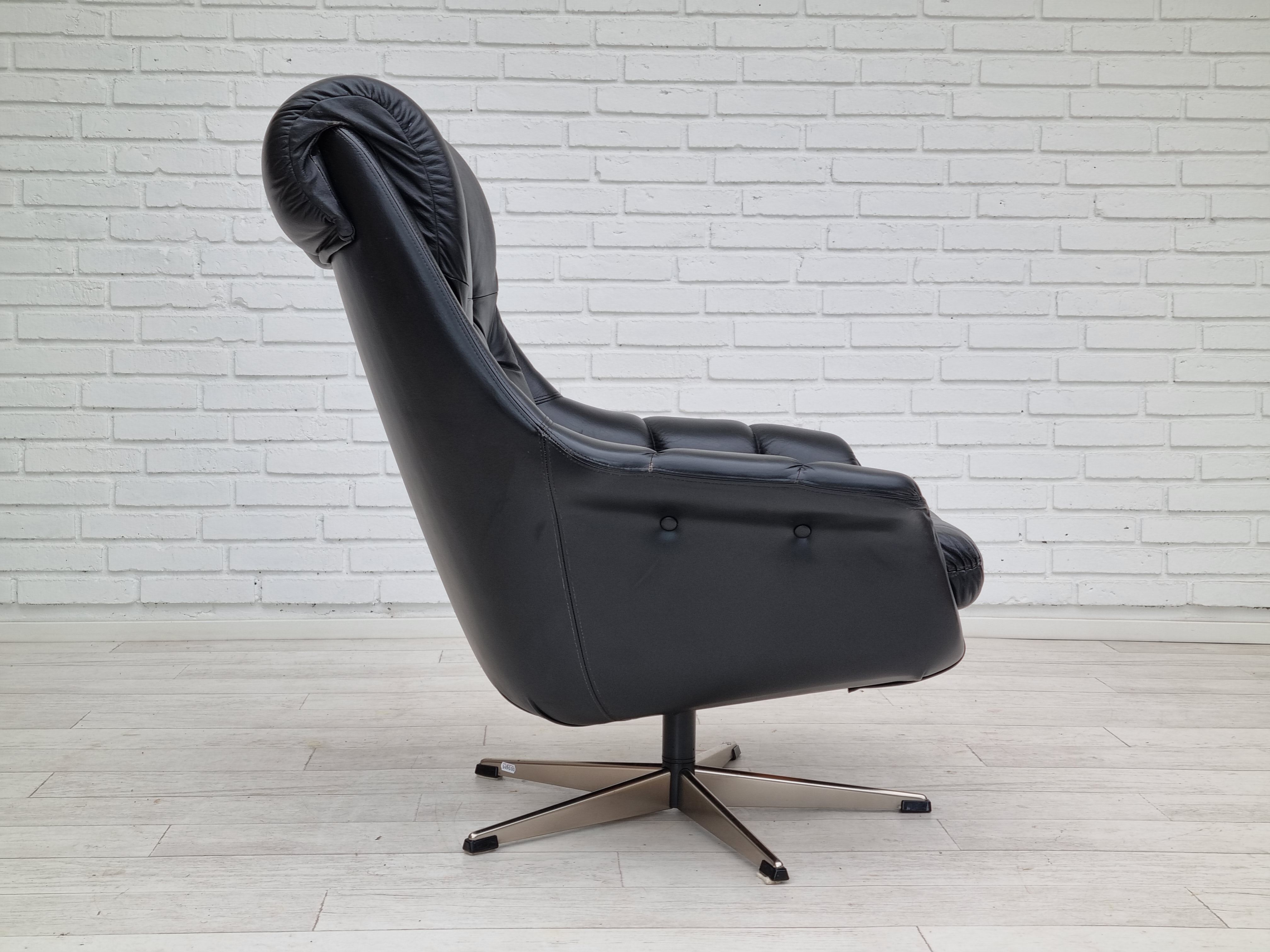 Fauteuil en cuir pivotant danois vintage
