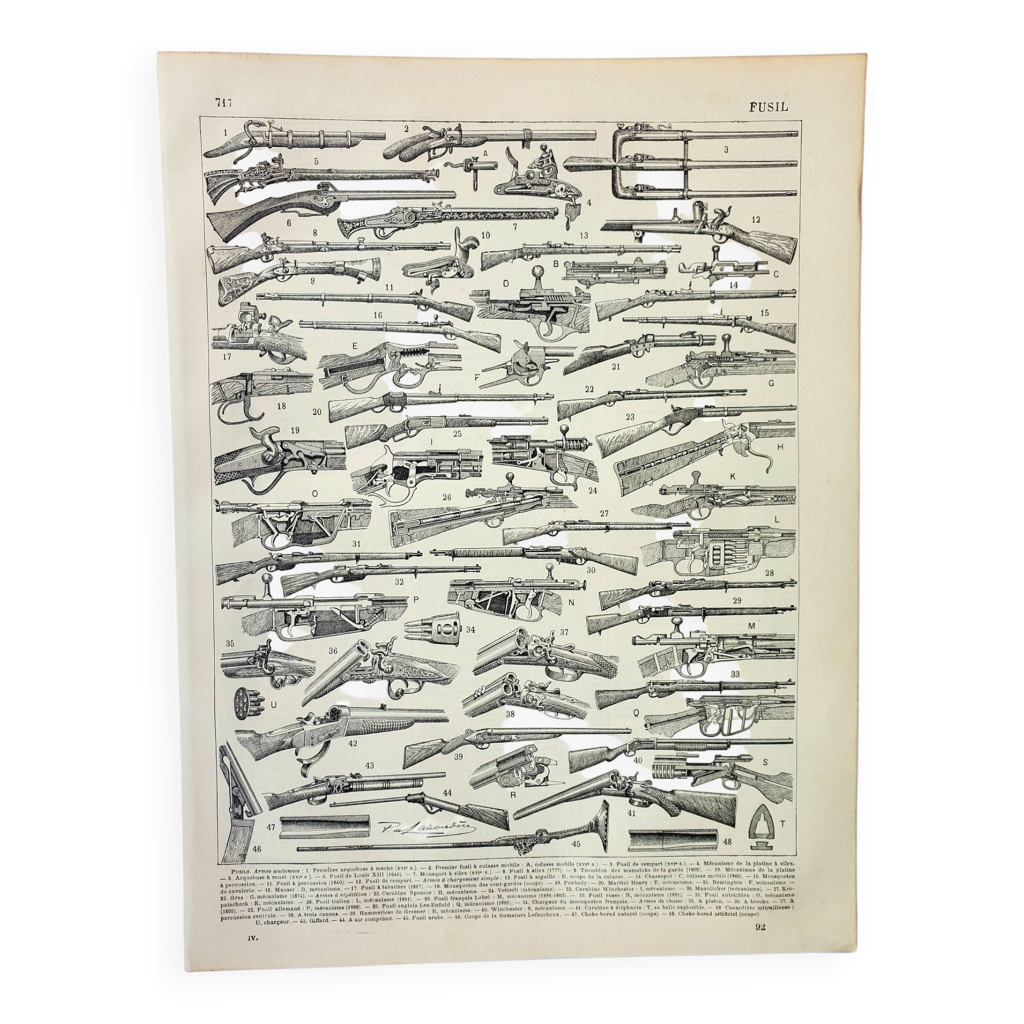 Old engraving 1898, Old rifles, carbine, weapons • Lithograph, Original ...