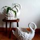 Pair of ceramic swan pot covers 1970