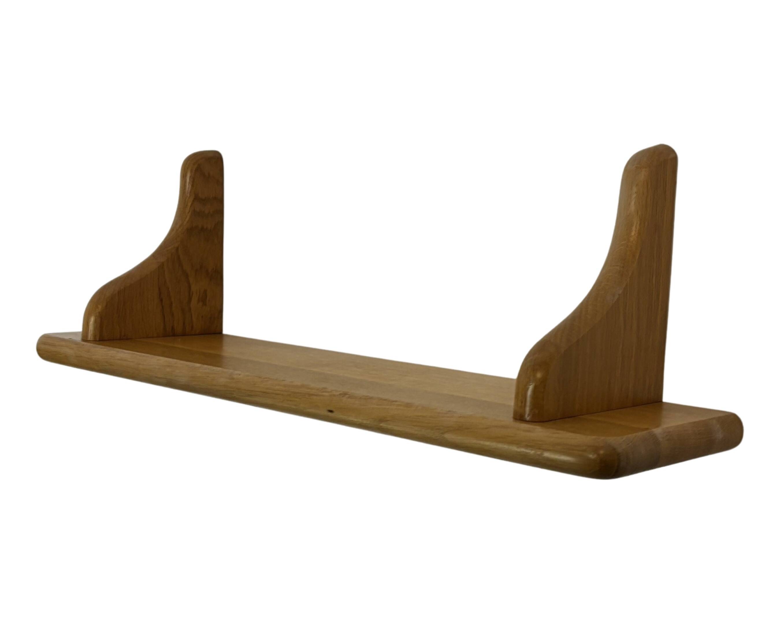 Vintage oak wall rack book shelf 1970s wood minimalist design