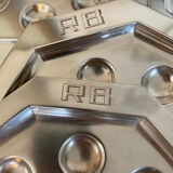 Vintage silver-plated snail dishes, engraved silver serving trays.