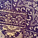 Tapis vintage roumain design marron violet sur fond jaune 185x130cm