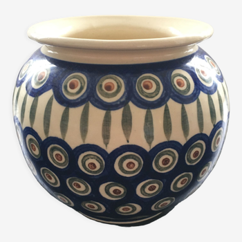 Vase boule décor bleu