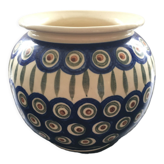 Vase boule décor bleu