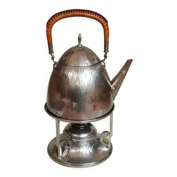 Théière et brûleur en métal argenté EMF