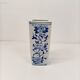 Vase bleu et blanc en porcelaine carrée – style asiatique / bleu de delft
