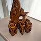 Vintage "Famille Carpe" liqueur set in amber ceramic – 7 pieces