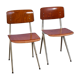 Set of 2 Dutch industrial chairs in teak/plywood by Marko, 1960s