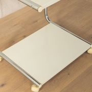 STRAJK side table by Tomas Jelinek for IKEA (1975, Bauhaus style, chrome and cream white, vintage)