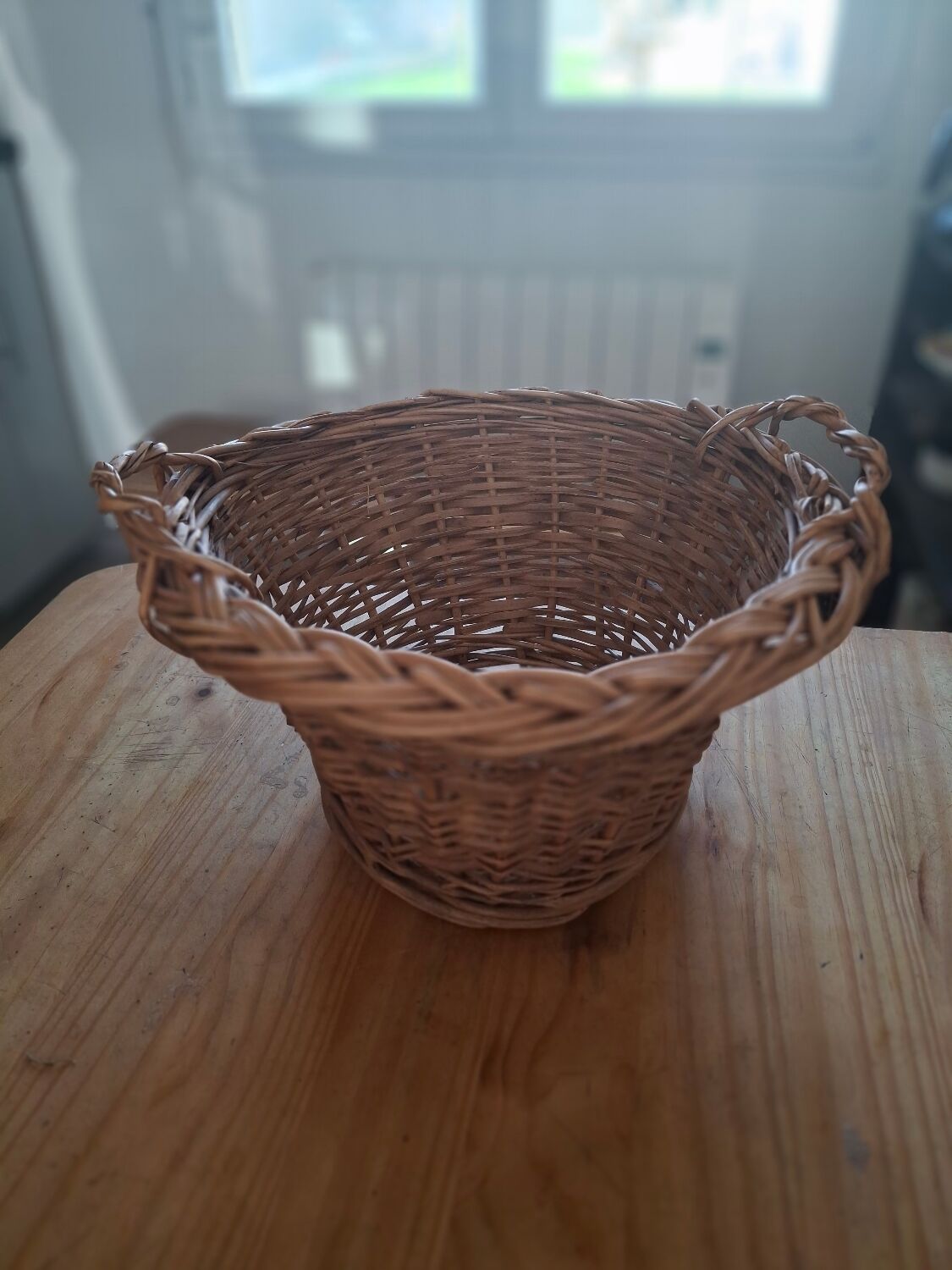 Wicker rattan basket with 2 handles
