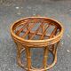 Vintage round woven bamboo pouf