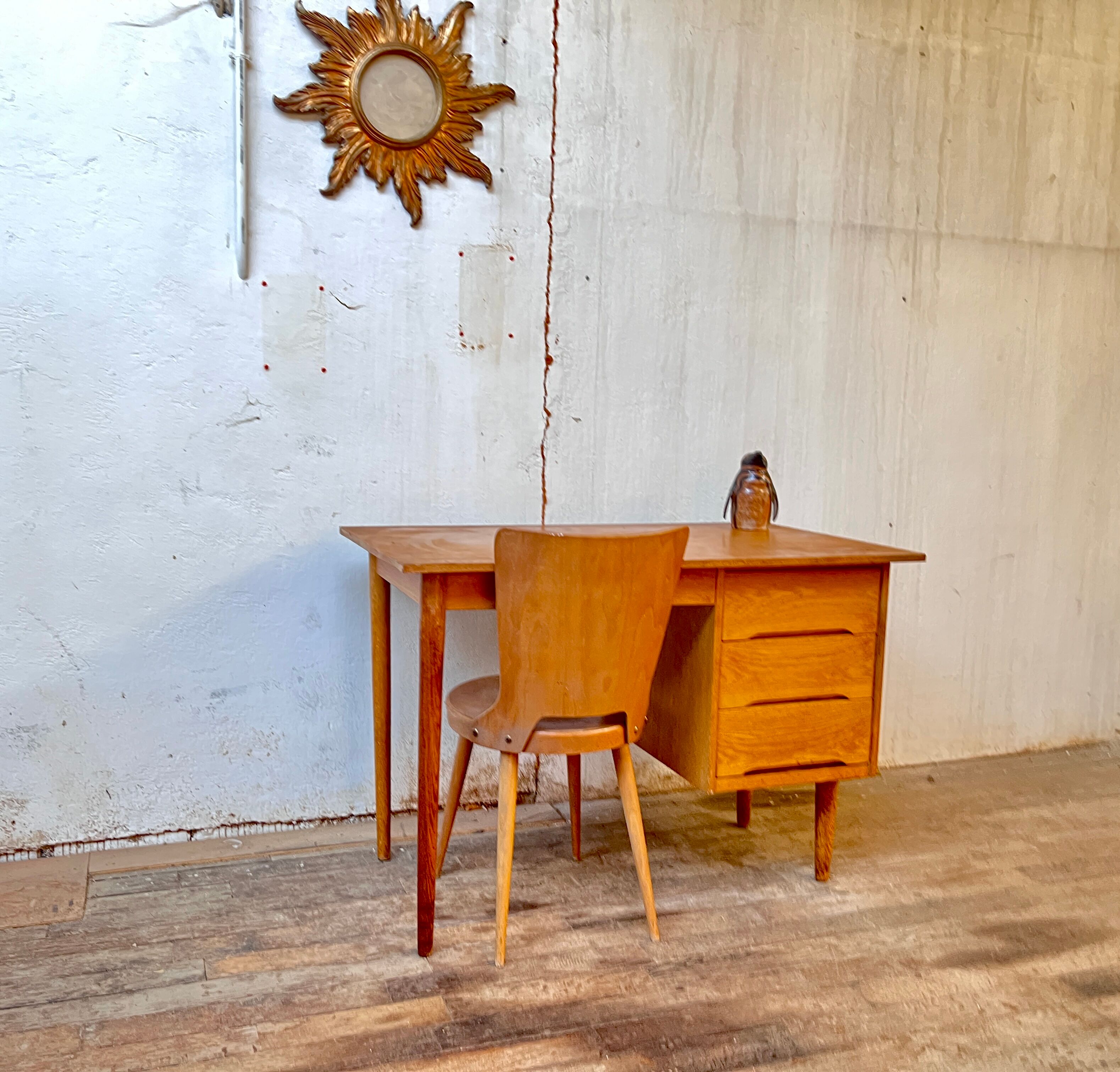 Scandinavian oak desk 1950 1960