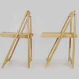 Set of 4 Vintage folding chairs in light wood