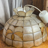 Mother-of-pearl and brass pendant with floral decoration.