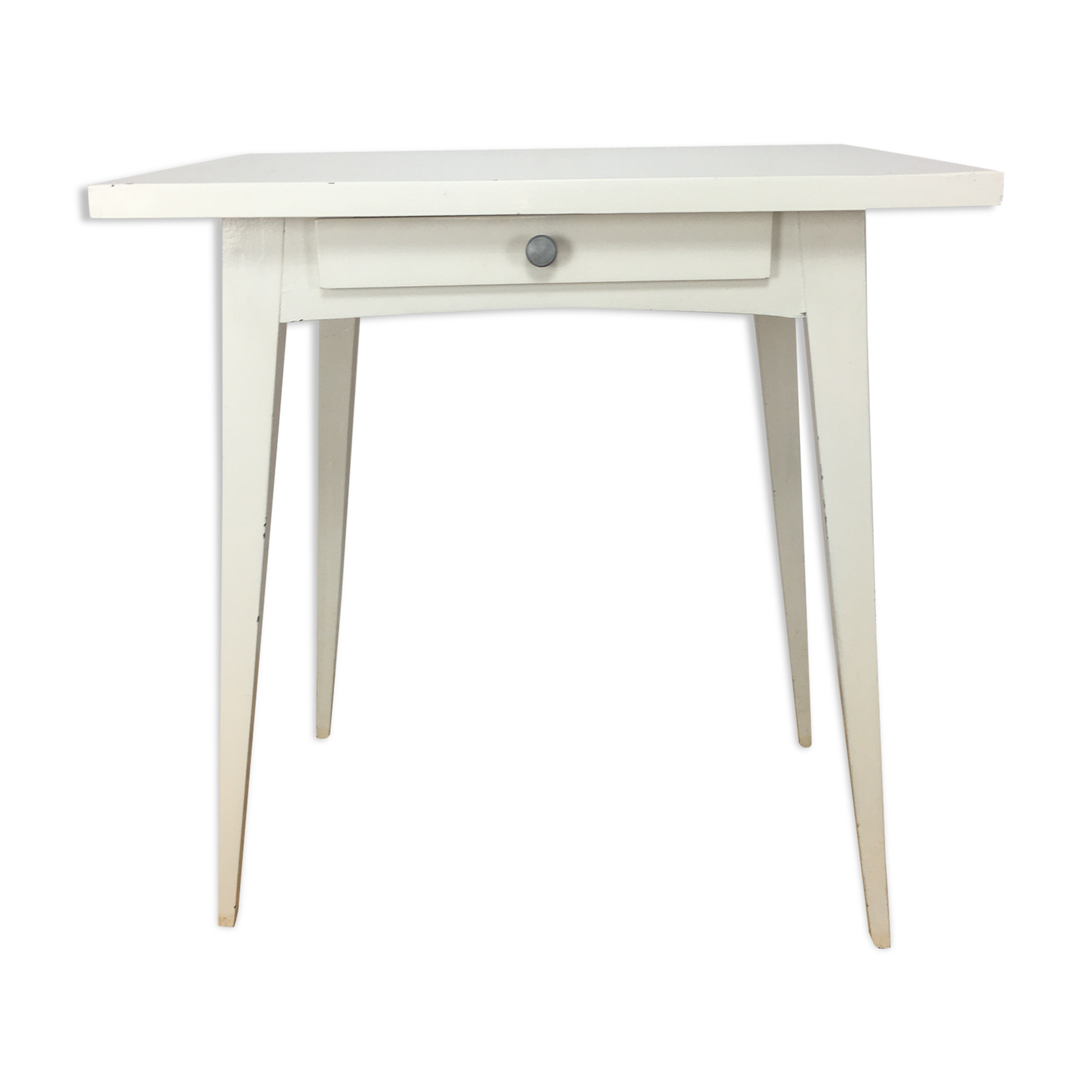 White wood desk foot compass