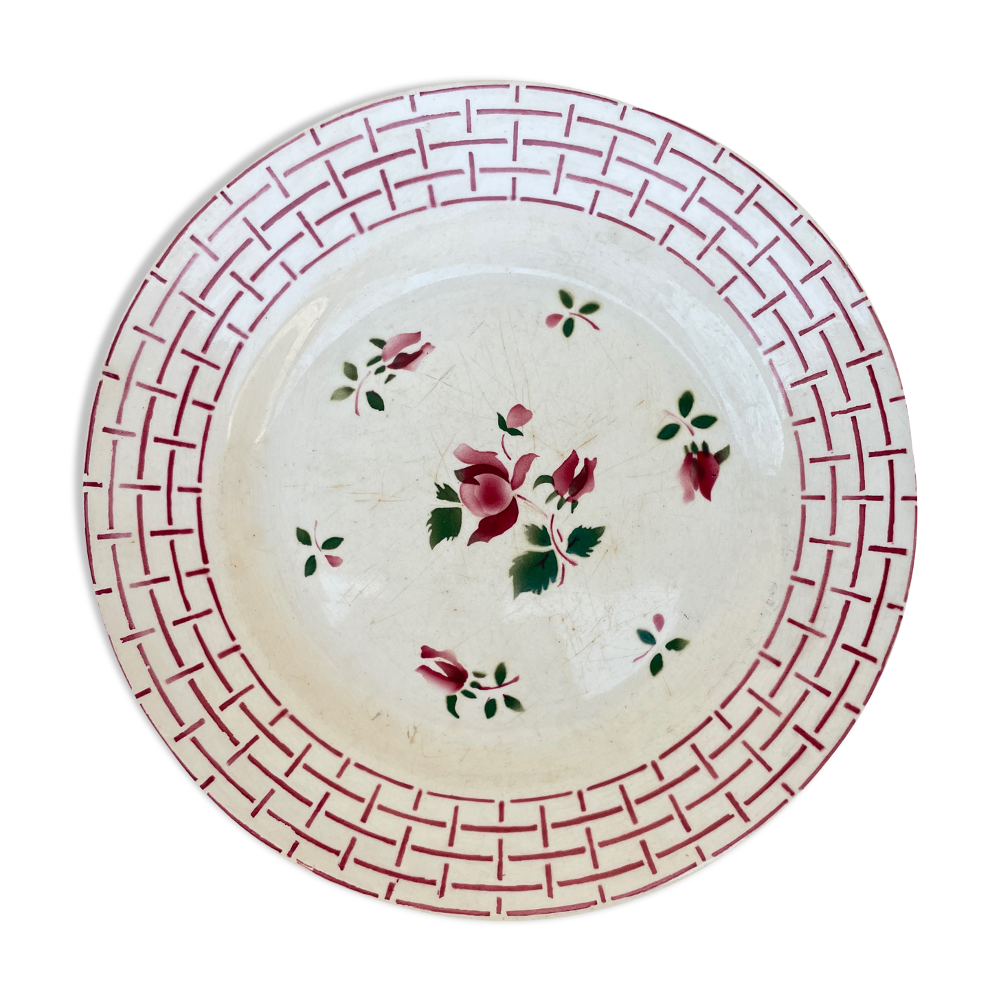 Floral patterned plate with rose buds Sarreguemines Digoin