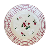 Assiette à motif floral boutons de rose Sarreguemines Digoin