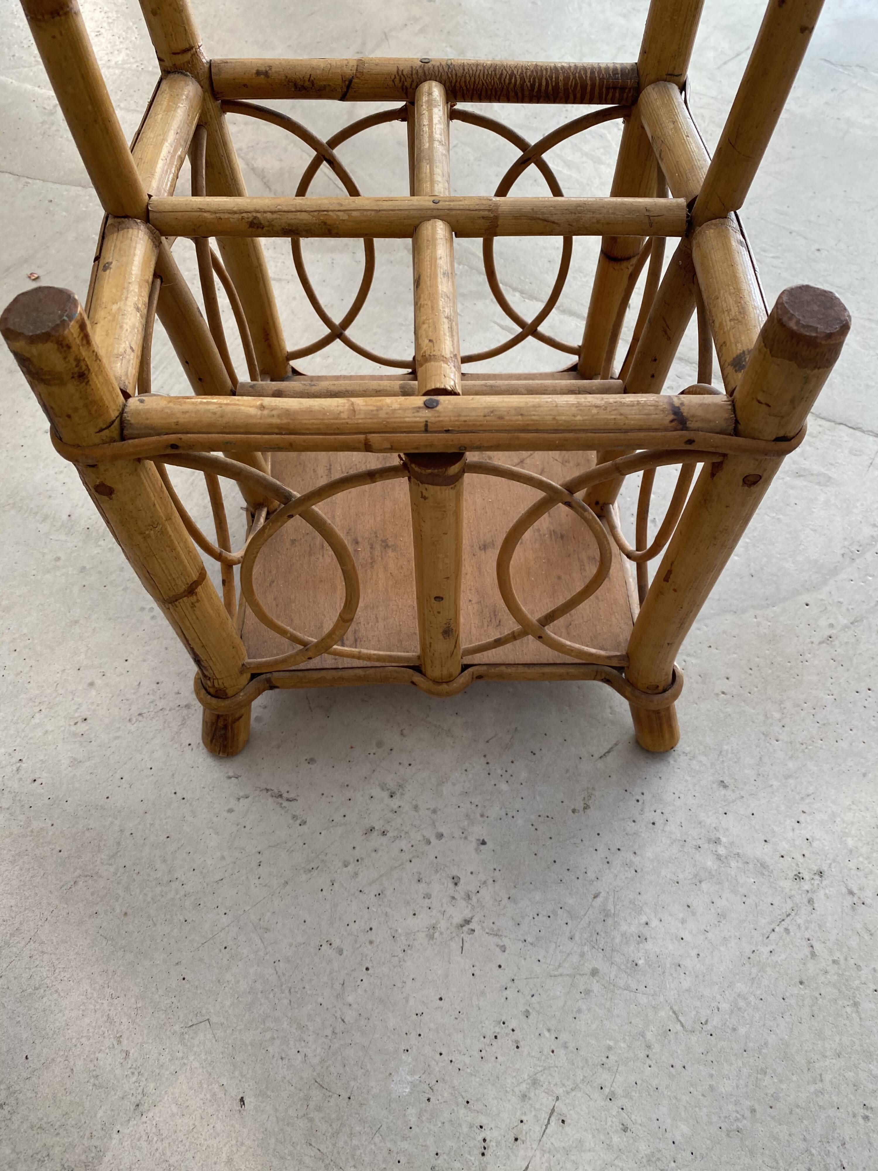 Rattan and bamboo bottle holder
