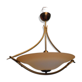 Golden Metal Suspension with Opaque Bowl Shade, 1980s