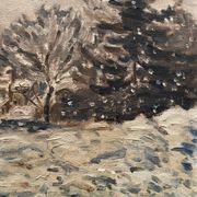 Animated snowy landscape from the early 20th century