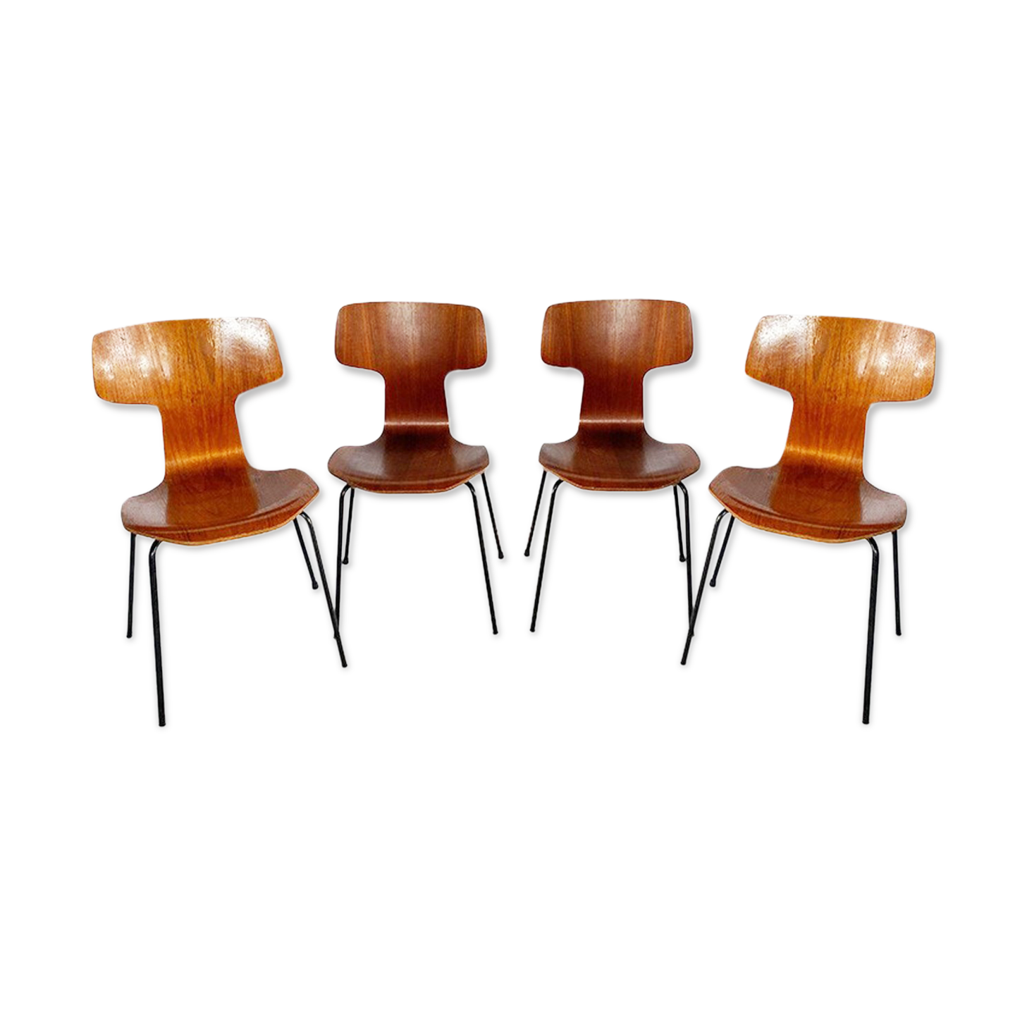 Set of four Danish hammer chairs by Arne Jacobsen for Fritz Hansen