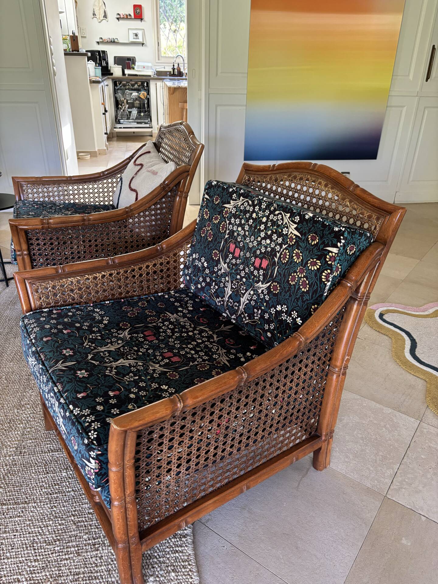 paire fauteuils cannes 1950