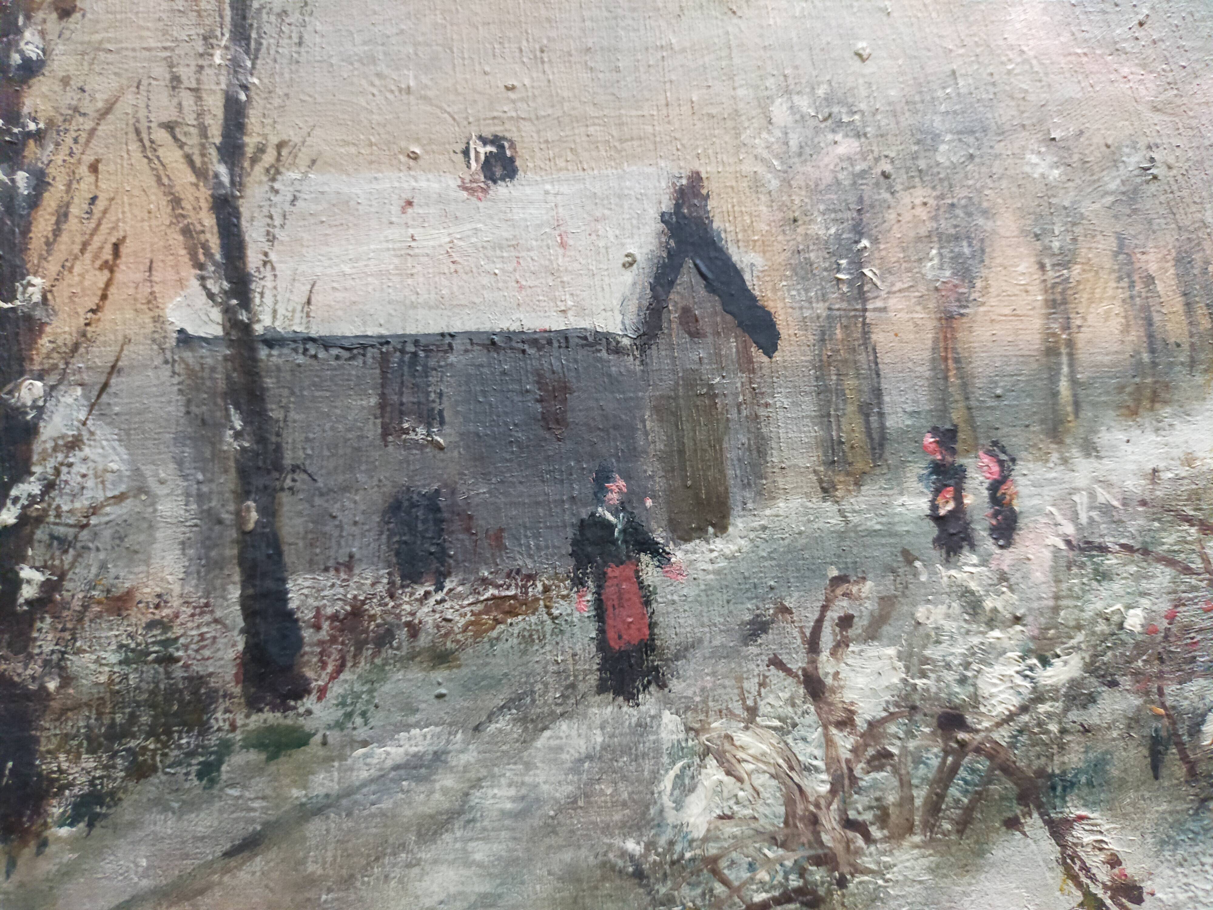 Winter landscape oil on panel signed