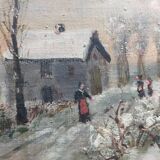 Winter landscape oil on panel signed