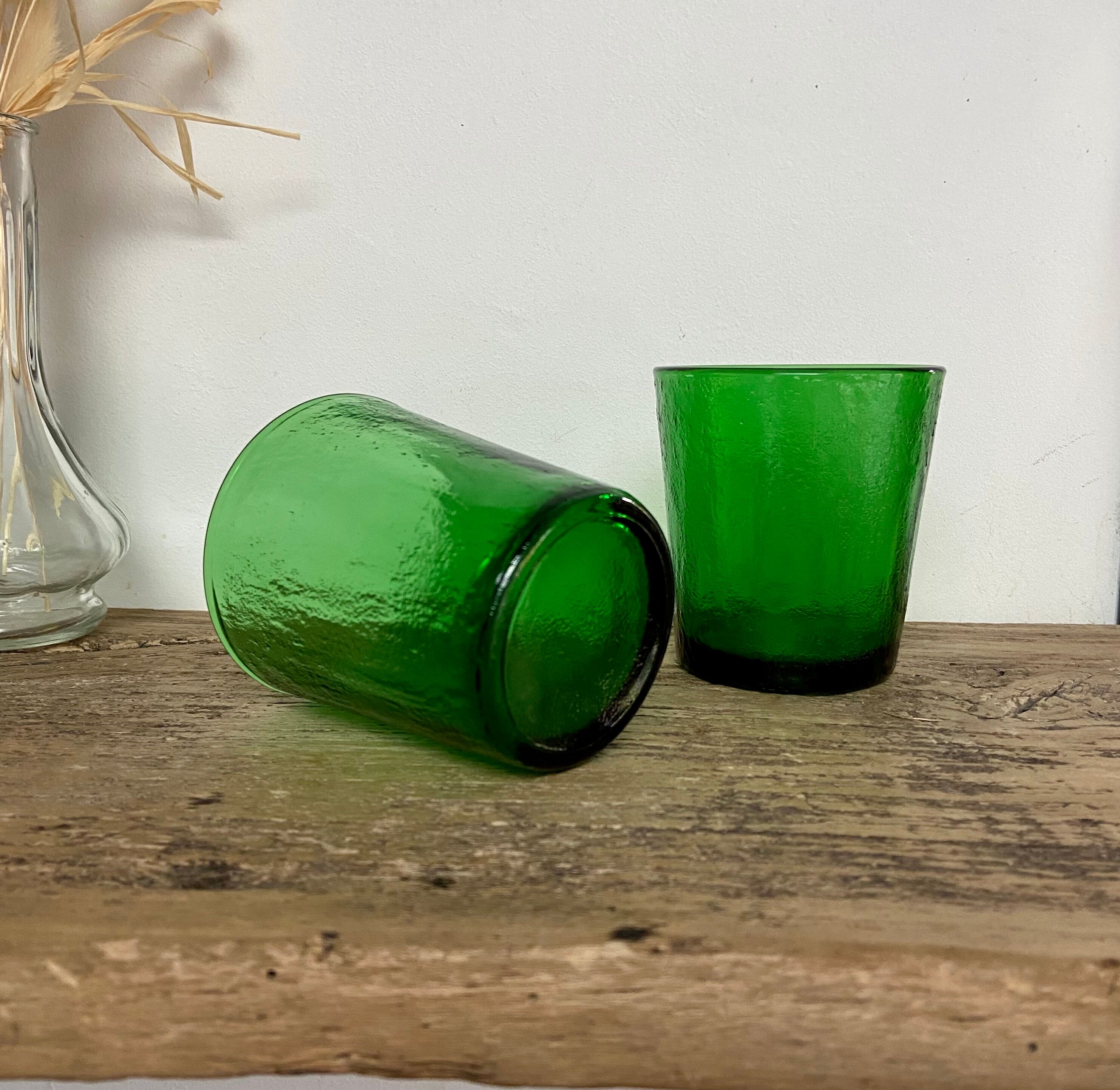 6 verres texturés verts Arcoroc Sierra vintage