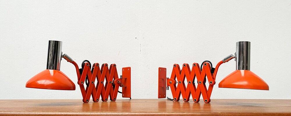 Mid-Century German Space Scissor Wall Lamp by Hustadt Leuchten, 1960s, set of 2