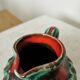 Fat Lava Pitcher Vase: Red Black Green Glaze, West German Pottery