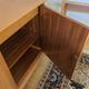 Modernist enfilade with a checkerboard pattern in light wood and mahogany marquetry,