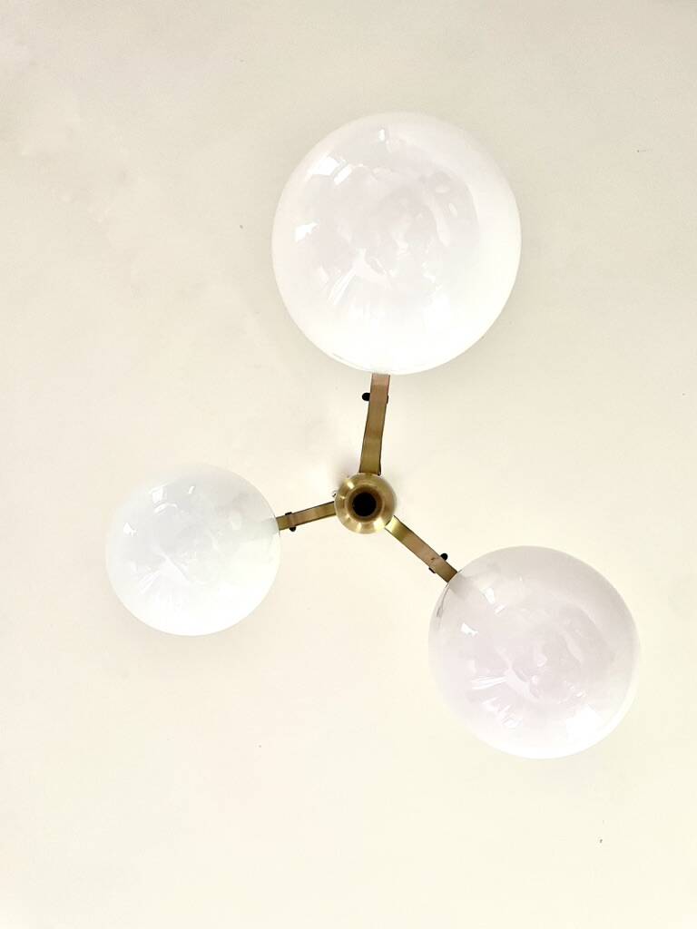 Lustre cascade de 3 globes Targetti 1950