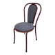 Metallic burgundy bistro chair for restaurants and communities with gray fabric