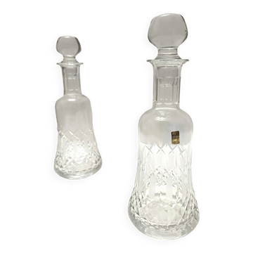 Pair of Transparent Crystal Decanter Bottles by Bleikristall, Germany