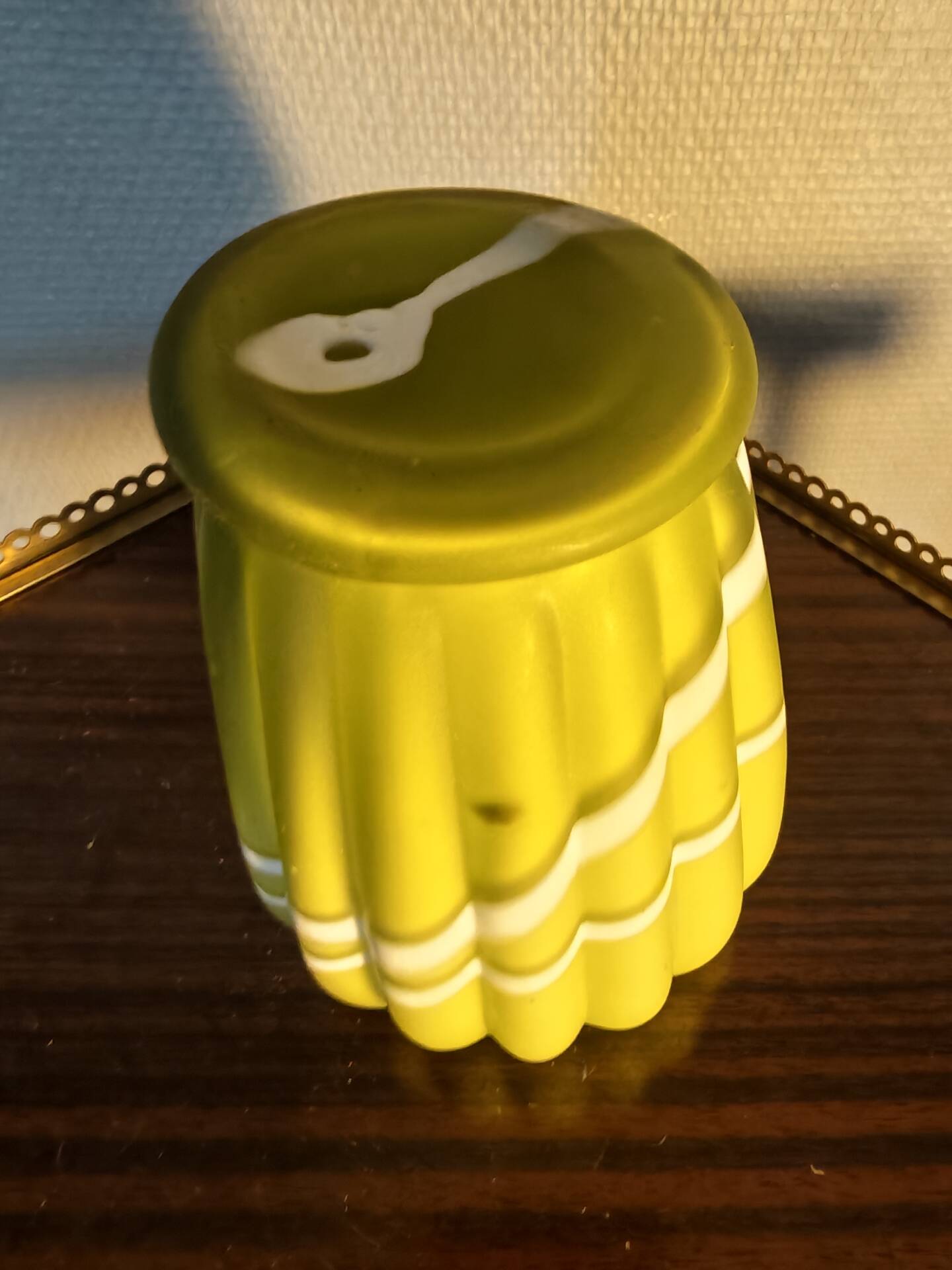 Rare Art Deco Petit Opaline Glass Vase in Green with Serpent 1930