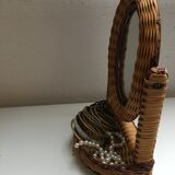 Table mirror in rattan 29 x 20 cm