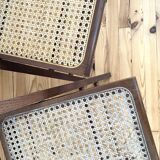 Two folding chairs wood and cannage