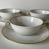 3 broth cups, Limoges porcelain - A. VIGNAUD