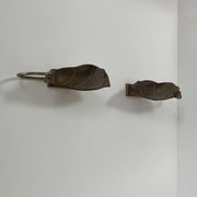 Pair of vintage wall lights, patinated brass, France, 1970.
