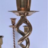 Five solid brass candle holders vintage design 80s