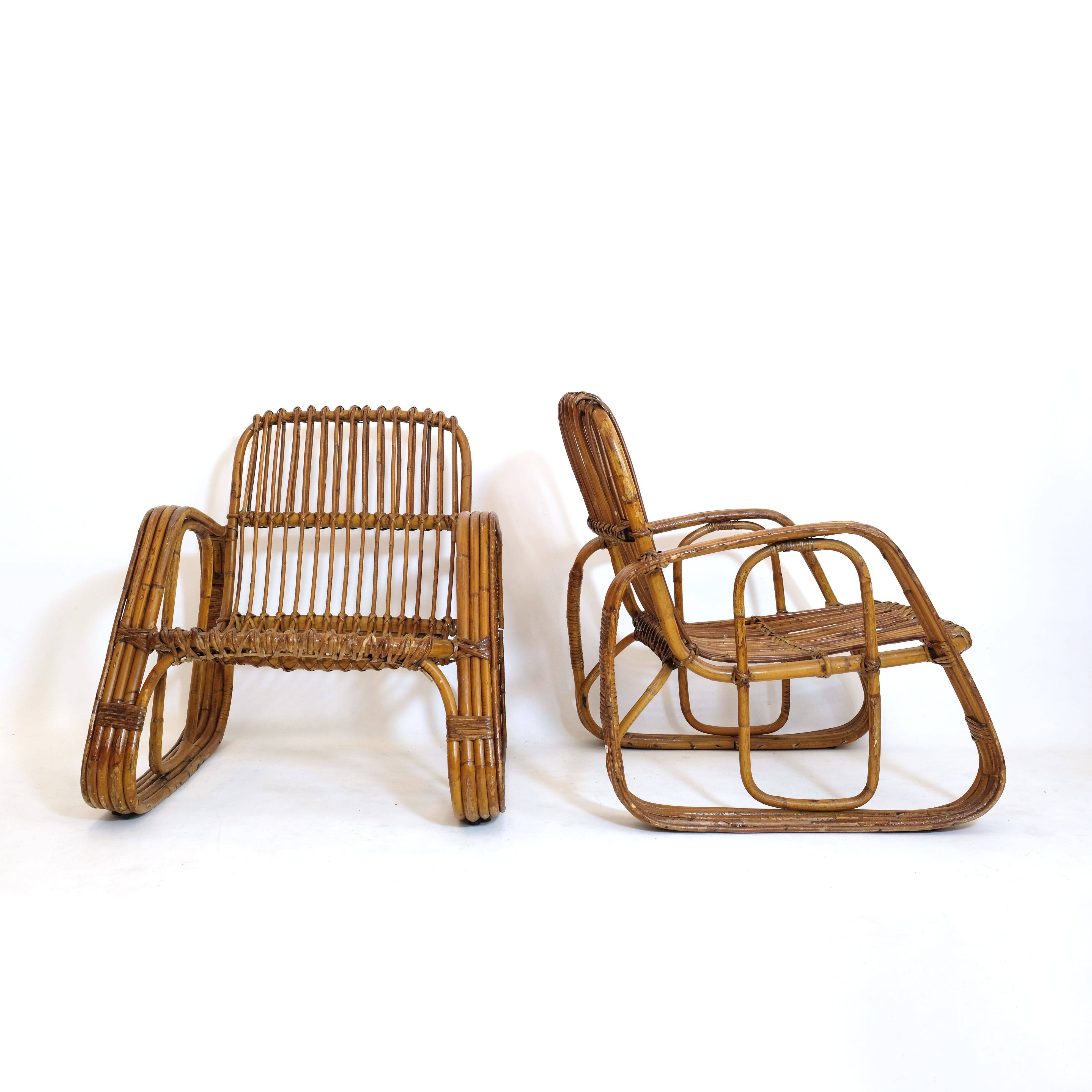 Pair of rattan armchairs, Italy, 1960s, no. 2.