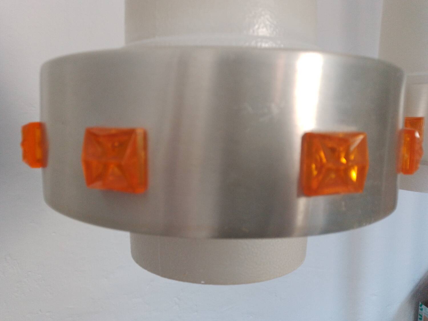 Pair of 1970s Space Age glass and aluminum lamps