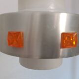 Pair of 1970s Space Age glass and aluminum lamps