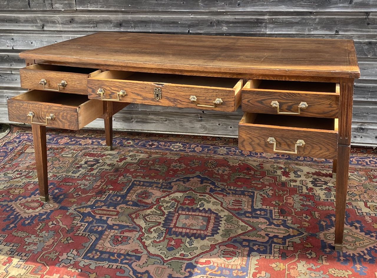 Flat desk double face in natural wood style  Louis XVI XIX eme century