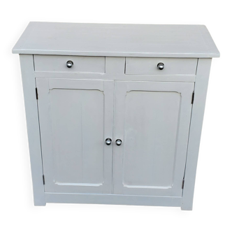 Parisian sideboard with 2 doors in white painted wood, 1940
